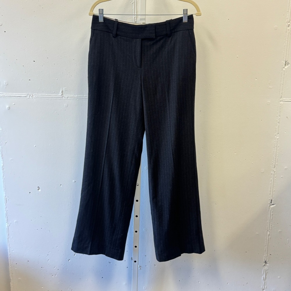 Ann Taylor Womens Pinstripe Wool Blend Wide Leg Dress Pants Grey Size 4 252206